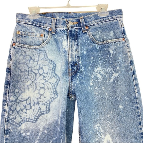 Levi’s 550 Custom Jeans Waist 28 Womens Size 6 Small Y2K Levis 2002 Upcycled - Picture 3 of 15